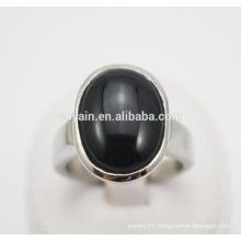 Fashion stone finger ring 316L stainless steel cats-eye ring black opal ring